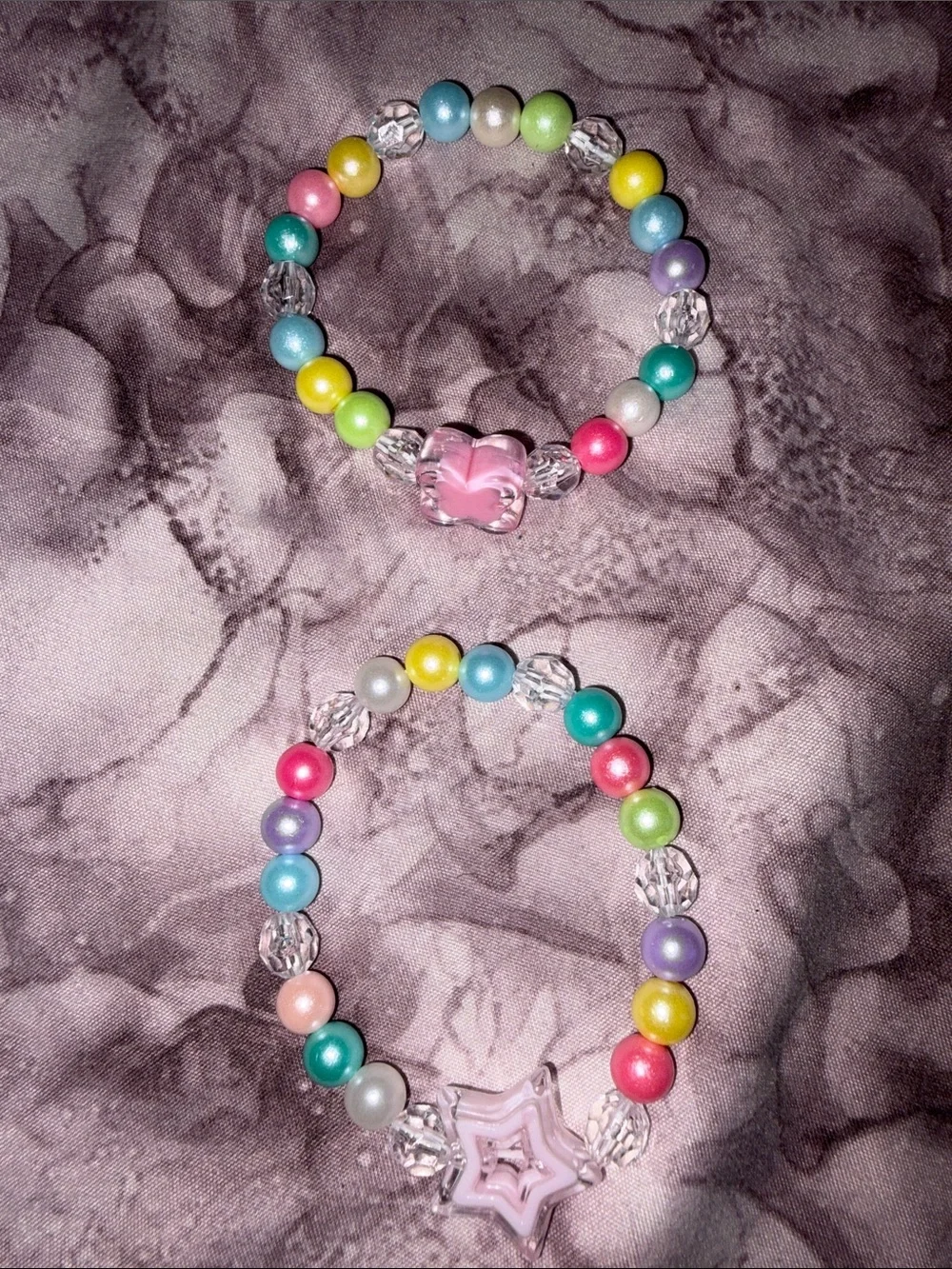 Kids Pastel Flower Bead Stretch Bracelet - Multicolor